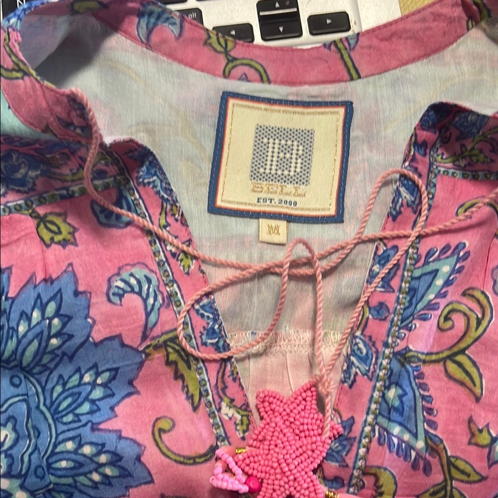 Pink and Blue Floral Lace-Up Top